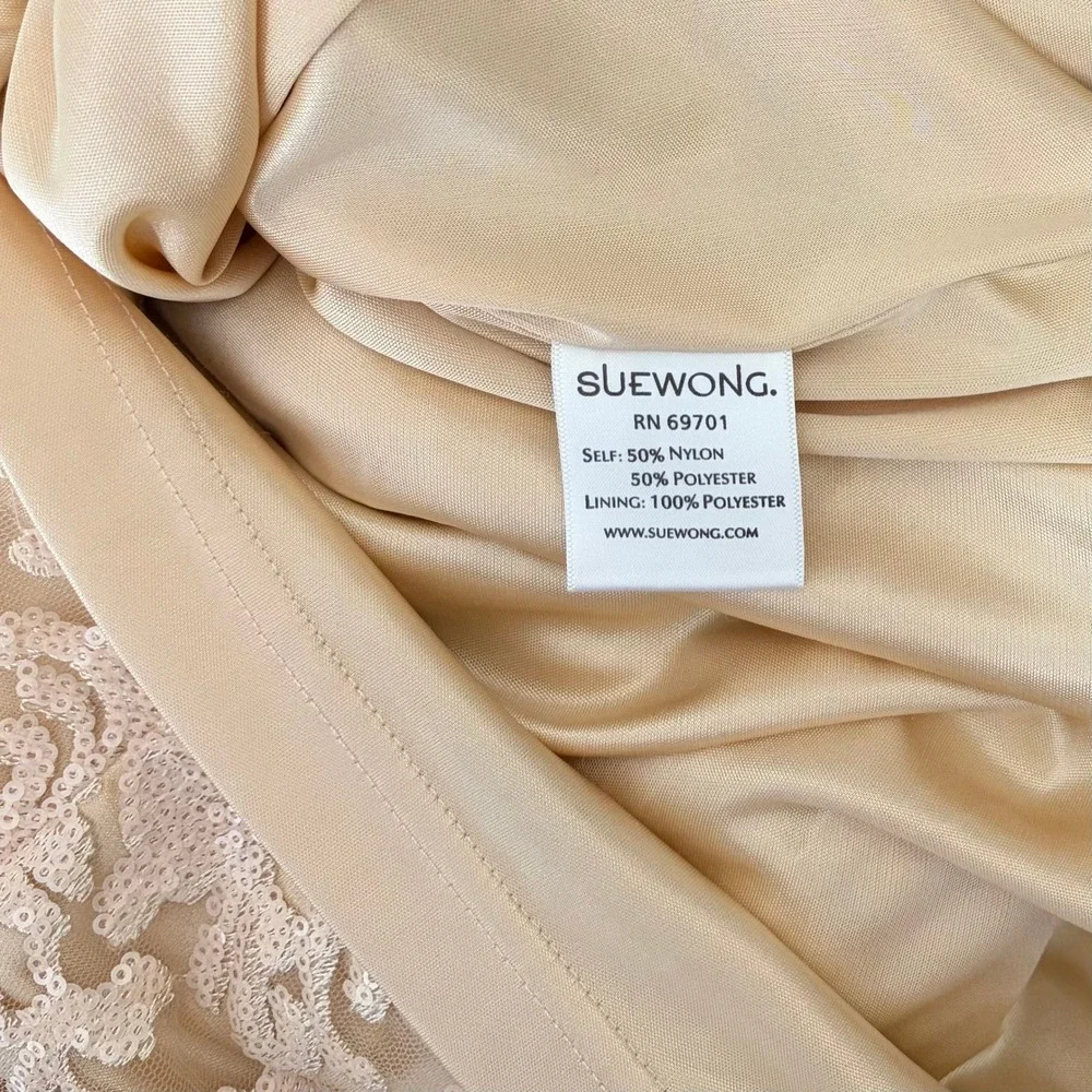 SUE WONG Nocturne Champagne Sequin Sleeveless Party Cocktail Sheath Dress Size 4 - Picture 13 of 15